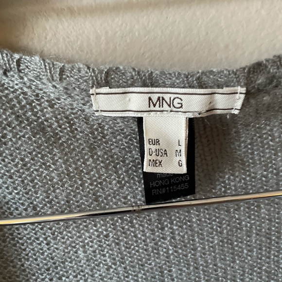 MANGO Mohair Blend Gray Wrap Sweater Size Medium - Picture 6 of 10